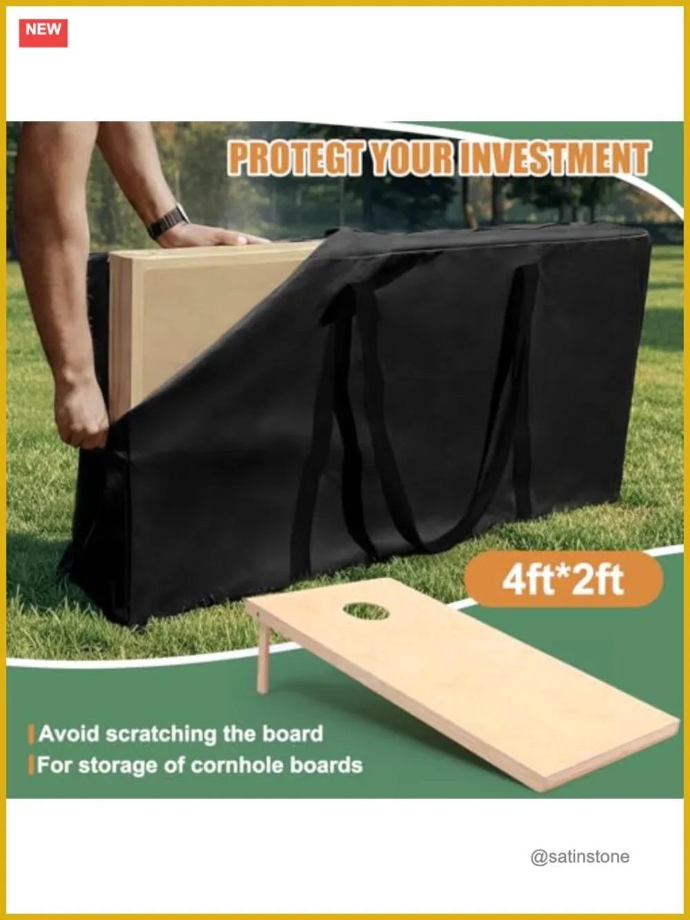 Heavy-Duty Cornhole Carrying Case for 2 Regulation Boards, Waterproof Tote with